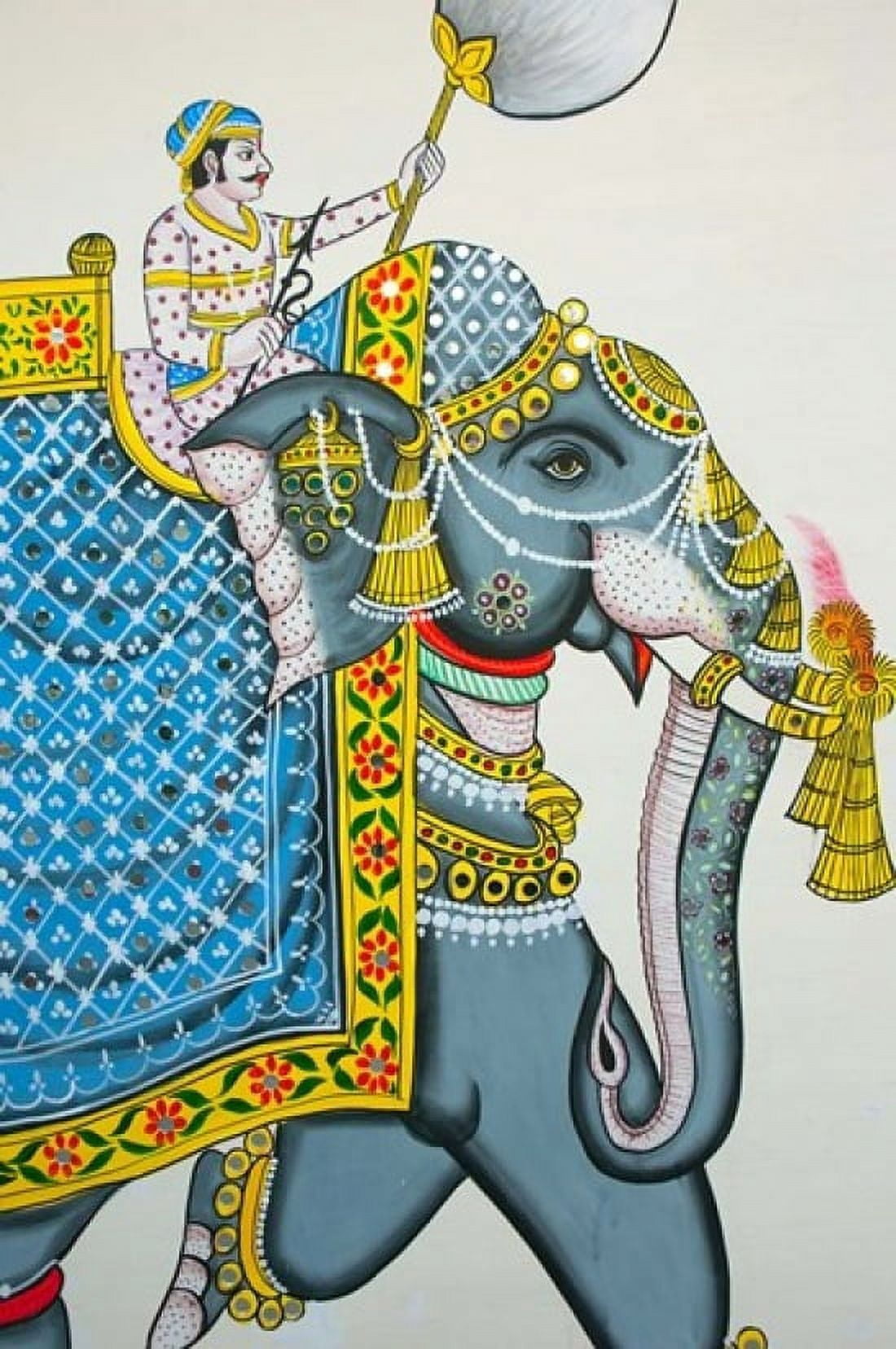 Elephant mural Mahendra Prakash hotel Udaipur Rajasthan India Canvas Art - Inger Hogstrom DanitaDelimont (15 x 22)