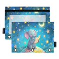 thumbnail image 1 of Elephant on Earth 2 Pack Pencil Pouch for 3 Ring Binder Smooth Zipper Folders with Pockets Clear Window Pencil Case, 1 of 6