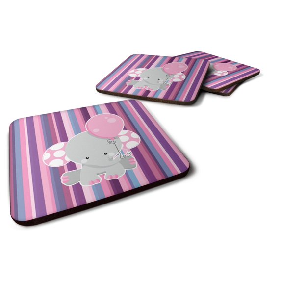 Elephant on Stripes Foam Coaster Set of 4
