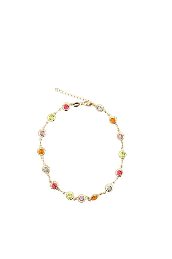 Elephant shaped Multi-color CZ Stones Anklet (E81)