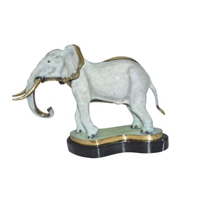 Nifao Elephant trunk Down Bronze Statue, Home Decor Sculpture, 28"L x 12"W x 17"H