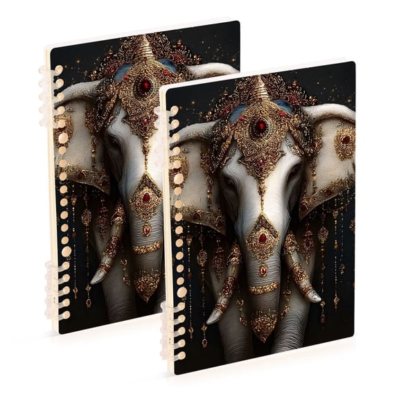 Elephant with Elegant Decoration Notebook Detachable Coil Notebook Diary Plan Book A5 Size 60 Pages 1 Pack