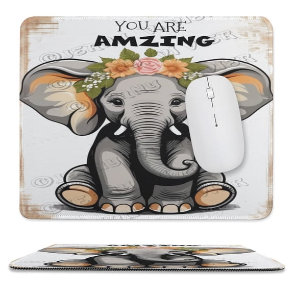 Elephant with Inspiring Positive Quotes Printed Mouse Pad, 10"x12", Premium Mouse pad,Non-Slip Rubber Base Mouse pad