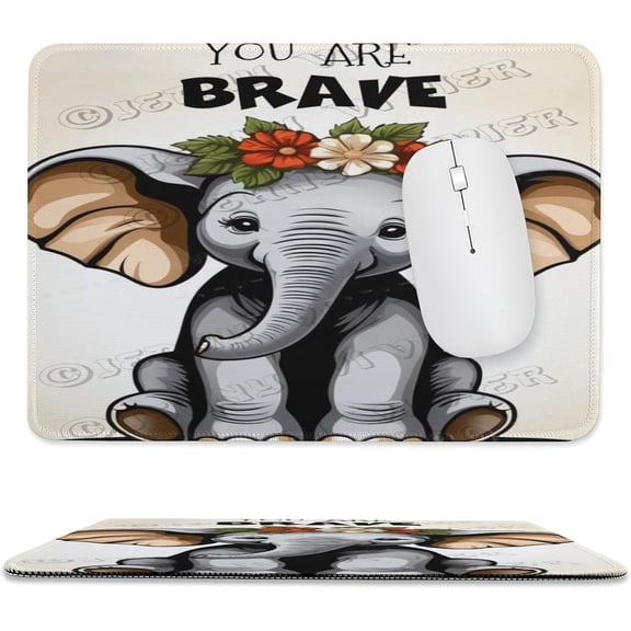 Elephant with Inspiring Positive Quotes Printed Mouse Pad, 8"x10", Non-Slip Rubber Base MousePads for Home Office Laptop