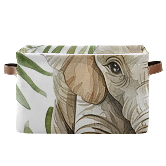 Elephant with Leaves Storage Bins Baskets With Handles Storage Box Clothes Organizer Organization Toys
