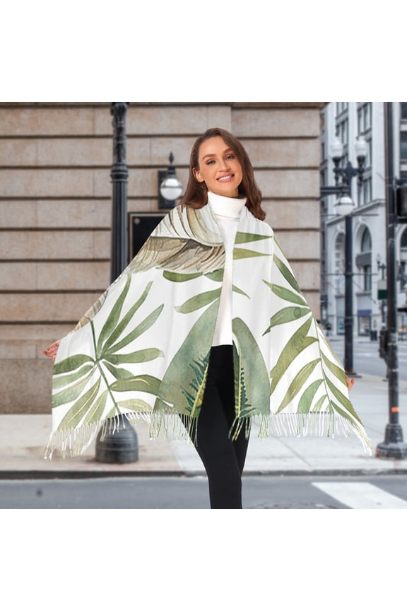 Elephant with Leaves Winter Scarf for Women Fashion Warm Long Soft Blanket Scarves Gifts