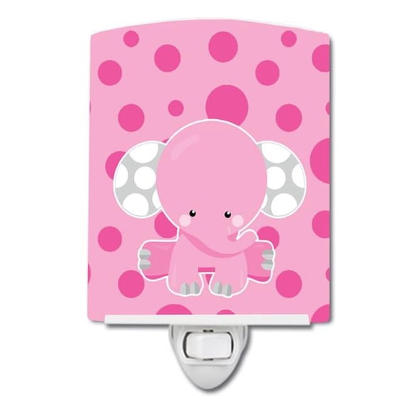 Elephant with Pink Polkadots Ceramic Night Light