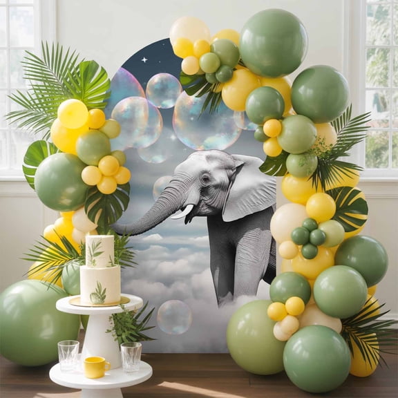 Elephants Arch Backdrop Cover, 6FT, Fantasy Bubbles Cloud Spandex Arch Covers Double-Sided Backdrop for Wedding Birthday Party Photo Background Decoration