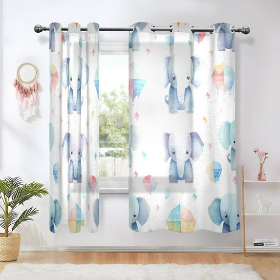 Elephants Ballon Blackout Curtains Thermal Insulation 63 inch Grommet for Bedroom Living Room Bathroom Kitchen Windows 2 Pack