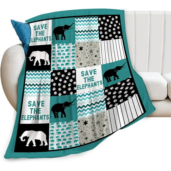 Elephants Blanket for Man Woman Elephant Throw Blanket for Elephant Lover Girls Kids Soft Plush Cozy Elephant Bedroom Decor Flannel Blanket Gifts for Adults Couch Sofa 50"X40"