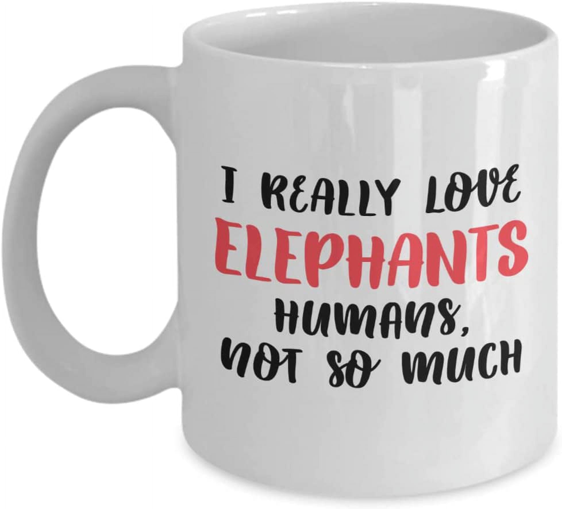 Mug éléphant Mignon – Cadeau Anniversaire Noël, “Wuv U”, Céramique Blanc