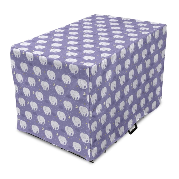 Elephants Dog Crate Cover, s Design with Stars and Moons in the Night Sky, Easy to Use Pet Kennel Cover Small Dogs Puppies Kittens, 7 Sizes, Ceil Blue Pastel Purple, by Ambesonne