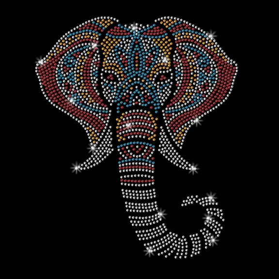 Elephants Rhinestone Iron on Hotfix Wildlife Animal Heat Transfer Decal Bling Rhinestone Decals Heat Transfer Patch Clothing Repair Applique