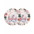 thumbnail image 1 of Elephants Round 13 Inch Placemats Set of 2, Pink Elegant Spring Floral Botanical HeatResistant Non Slip Place Mats for Dining Table, Wipeable Braided Kitchen Table Mats for Housewarming, 1 of 9