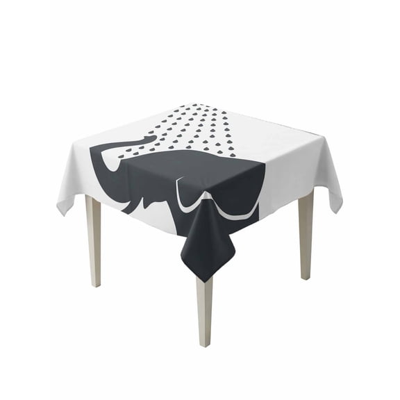 Elephants Showering Table Cloth, Waterproof Tablecloth for Square Tables, Modern Abstract Art Funny Animals Reusable Washable Fabric Table Cover for Restaurant Kitchen Dining Tables 54"x54"