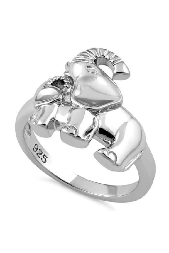 Elephants Stacking Ring 925 Sterling Silver Good Luck Ring, Animal Lover Band