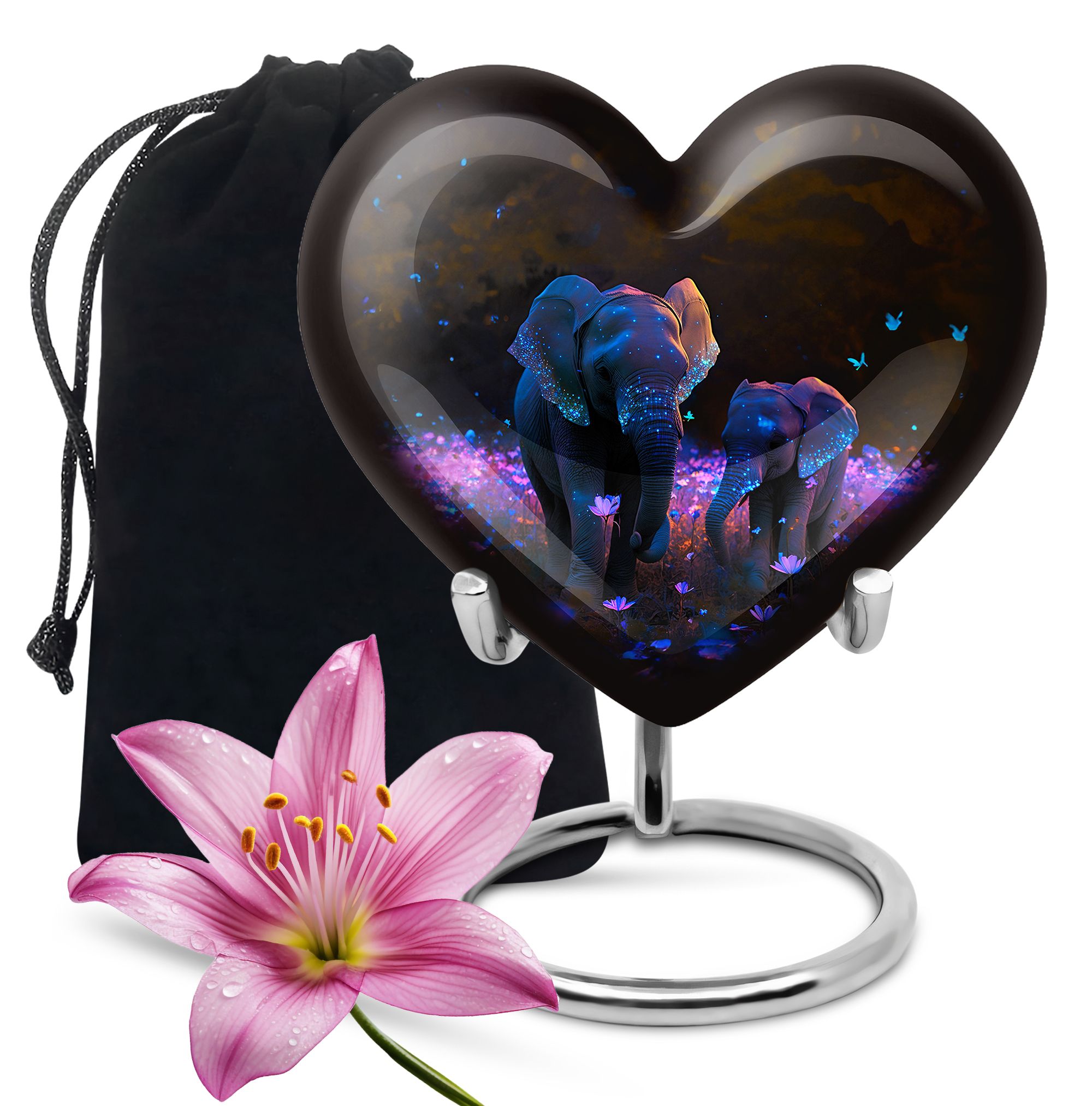 Elephants Are Walking In A Field Of Flowers Decorative Urns - Urns For Human Ashes Adult Male Dad - Funeral Urns For Adult Ashes Men & Women - Urns For Human Ashes Adult Male Dad (Size -8inch)