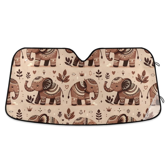 Elephants and Leaves Car Windshield Sun Shade Foldable Car Front Window Visor Heat and UV Protection 53x23.5