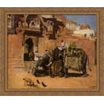 thumbnail image 1 of Elephants at the Palace of Jodhpore 34x28 Large Gold Ornate Wood Framed Canvas Art by Edwin Lord Weeks, 1 of 2