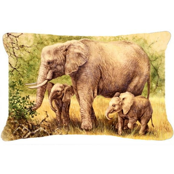 Elephants by Daphne Baxter Fabric Decorative Pillow