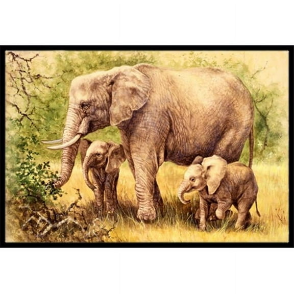 Elephants by Daphne Baxter Indoor or Outdoor Mat- 24 x 36