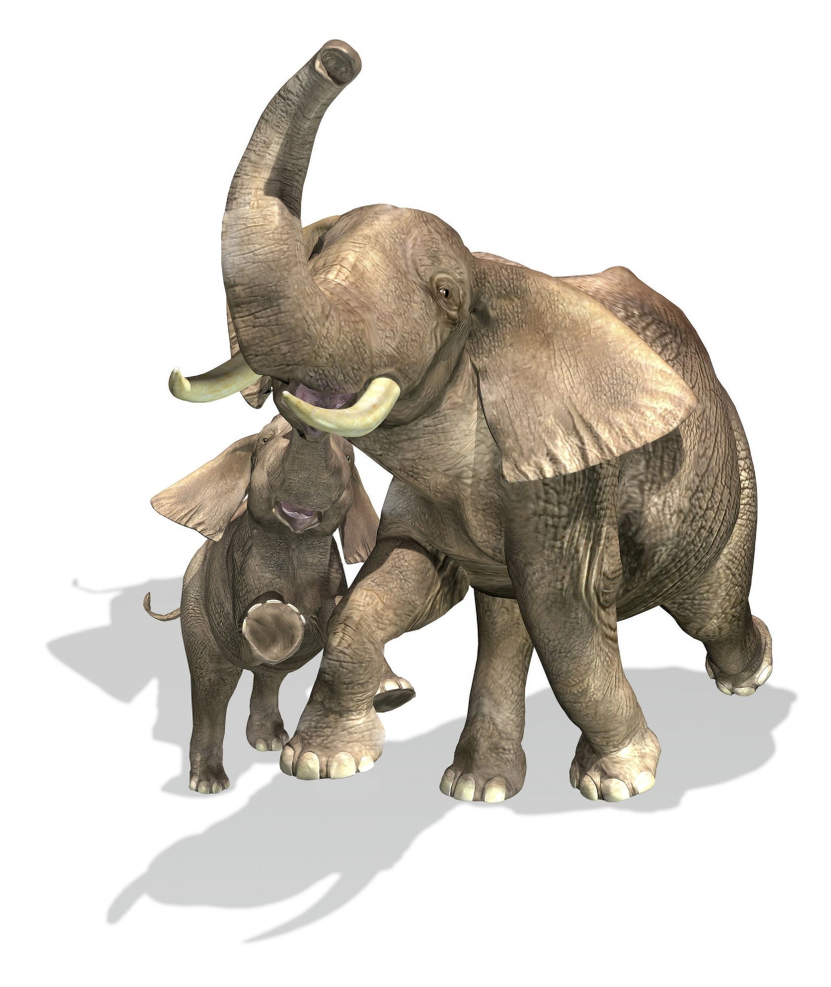 Elephants mother and son Canvas Art - Leonello CalvettiStocktrek Images (14 x 16)