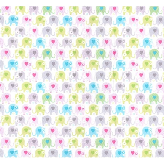 Fabric Traditions Baby Elephants on White 100% Cotton Baby Price Per Yard