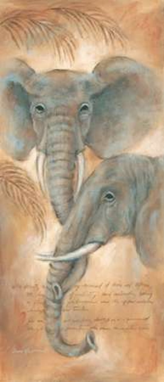 Elephants watch Canvas Art - Judy Kaufman (10 x 20)
