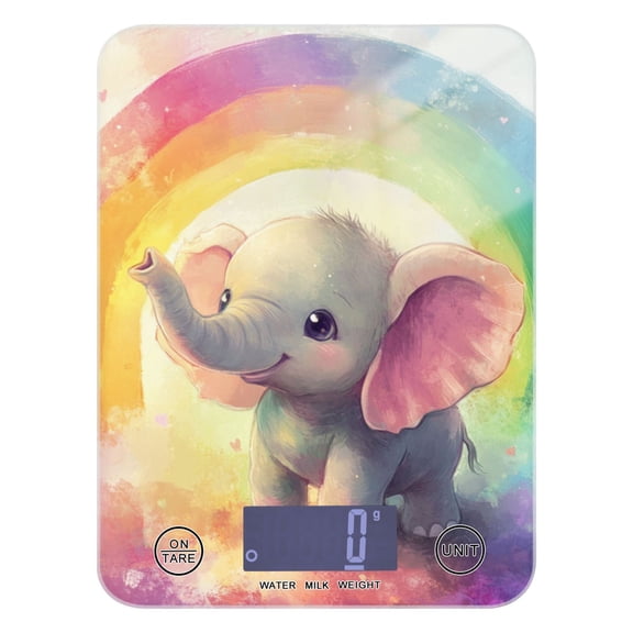 Elephants with Rainbows Food Scale Digital Kitchen Scale Waterproof Grams Ounces lbs for Weight Loss