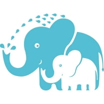Elephat Water Elephants Baby Mother Happy Wall Sticker Art Decal for Girls Boys Kids Room Bedroom Nursery Kindergarten Garage House Fun Home Decor Stickers Wall Art Vinyl Decoration Size (15x30 inch)