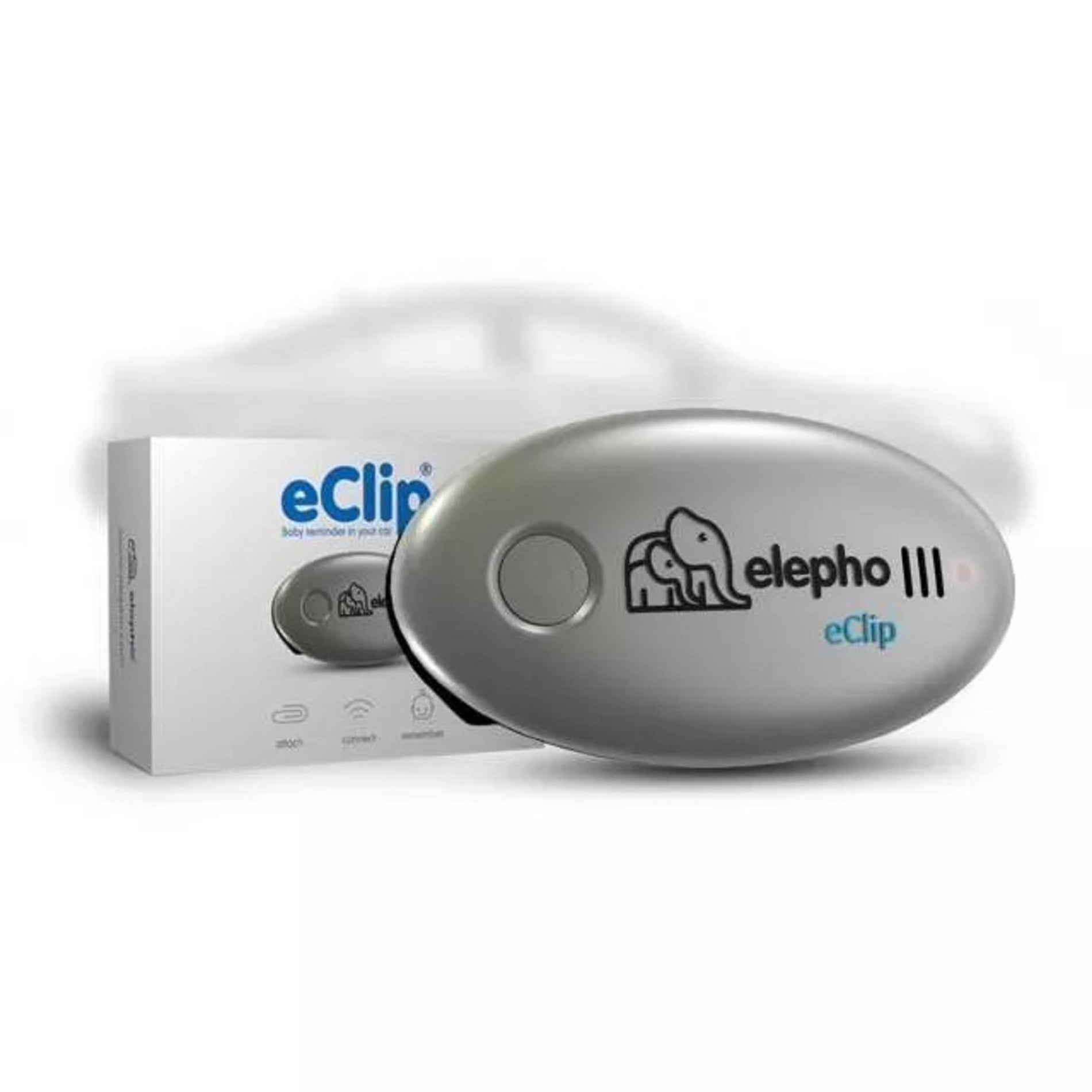 Elepho, Silver, eClip Baby Reminder Car Seat Alarm for Newborns to Toddlers, Battery Operated