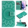 thumbnail image 1 of Elepower for Galaxy S23 Case with Card Holder, Embossed Magnetic Wallet Soft TPU + PU Leather Cover with Practical Bracket + Detachable Hand Strap Shockproof Protective Shell, Green, 1 of 7