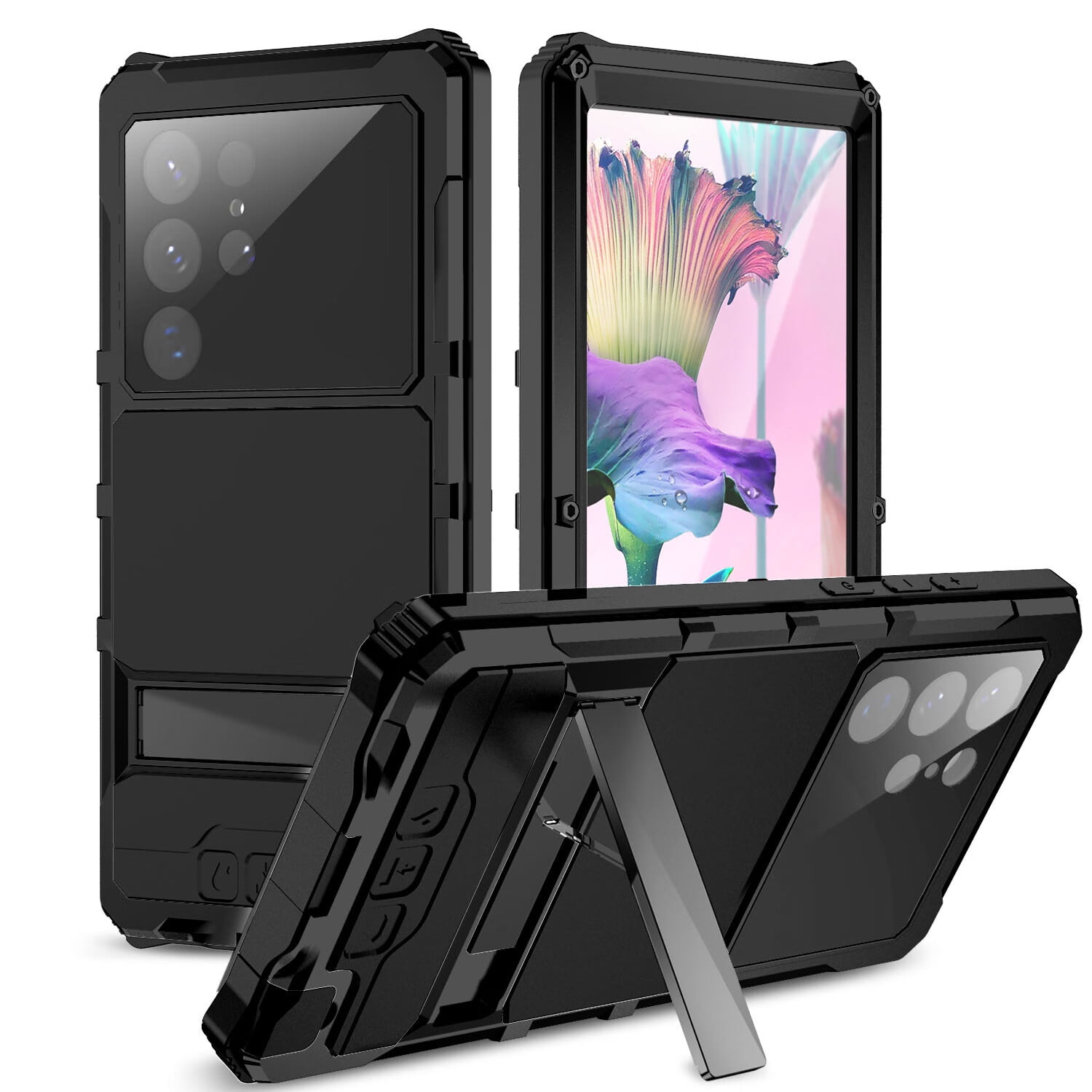 AMILIFECASES Galaxy S23 Ultra Case - Black, Camera Cover, Kickstand,  Military Grade Protection, Anti-slip, Lightweight