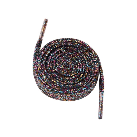 INSPIRE CHIC 1 Pair Glitter Shiny Metallic Flat Shoelaces Colorful Sequin Sparkling Shoestrings Laces for Sneakers Dark Multicolor 140cm/55.12"