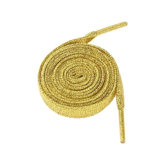 INSPIRE CHIC 1 Pair Glitter Shiny Metallic Flat Shoelaces Colorful Sequin Sparkling Shoestrings Laces for Sneakers Gold 100cm/39.37"