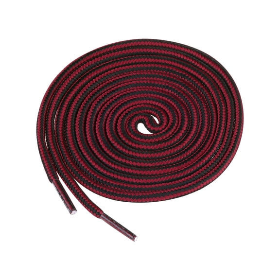 INSPIRE CHIC 1 Pair Round Rope Dual Colored Striped Shoelace Shoe Strings for Boots Sneakers 150cm/59.06" Black Wine Red