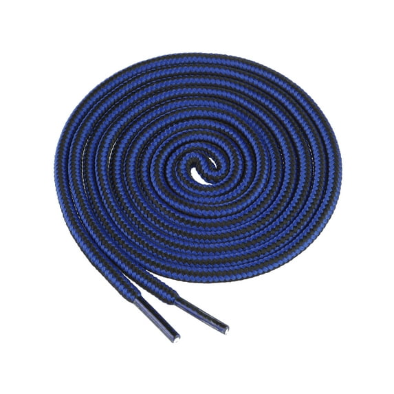 INSPIRE CHIC 1 Pair Round Rope Dual Colored Striped Shoelace Shoe Strings for Boots Sneakers 120cm/47.24" Royal Blue Black
