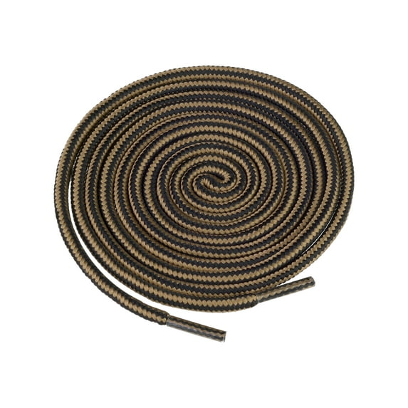 INSPIRE CHIC 1 Pair Round Rope Dual Colored Striped Shoelace Shoe Strings for Boots Sneakers 150cm/59.06" Light Brown Black