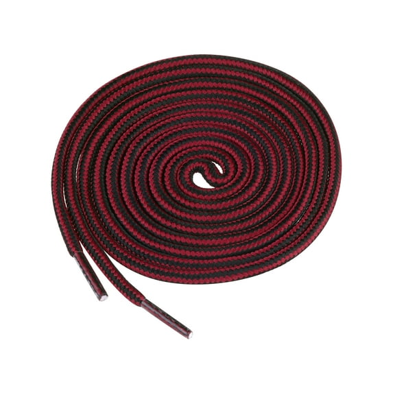 INSPIRE CHIC 1 Pair Round Rope Dual Colored Striped Shoelace Shoe Strings for Boots Sneakers 70cm/27.56" Black Wine Red