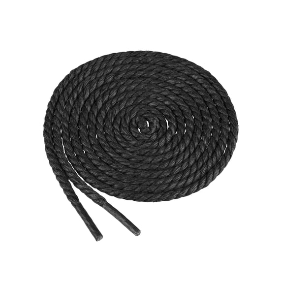 INSPIRE CHIC 1 Pair Waxed Round Braided Shoe Laces Waterproof Shoelaces for Boots Shoes 100cm/39.37" Black
