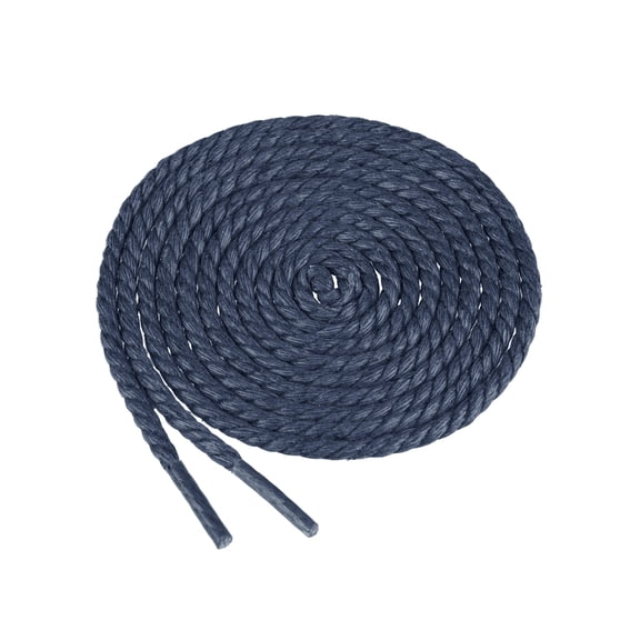1 Pair Waxed Round Braided Shoe Laces Shoestrings Waterproof Shoelaces for Boots Shoes 90cm/35.43 Blue