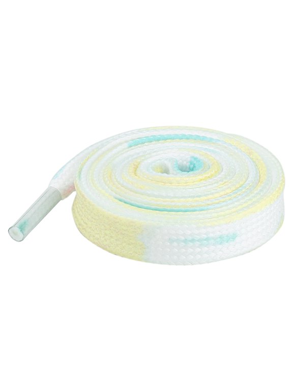 2 Pair Flat Colorful Shoelaces Tie Dye Shoe Laces for Sneakers Boots Yellow White 100cm/39.37"