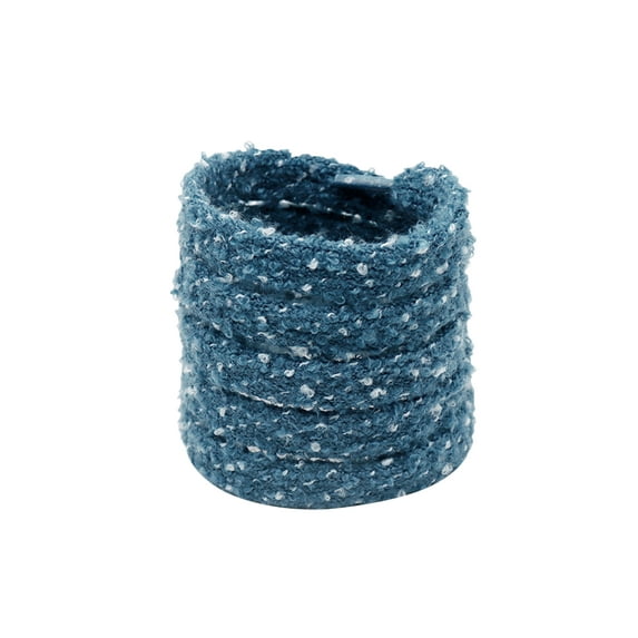 INSPIRE CHIC 2 Pairs Flat Fuzzy Shoe Laces for Sneakers, 0.61'' Fluffy Soft Shoelaces for Hiking Sporting Running Dark Blue 100cm/39.37"
