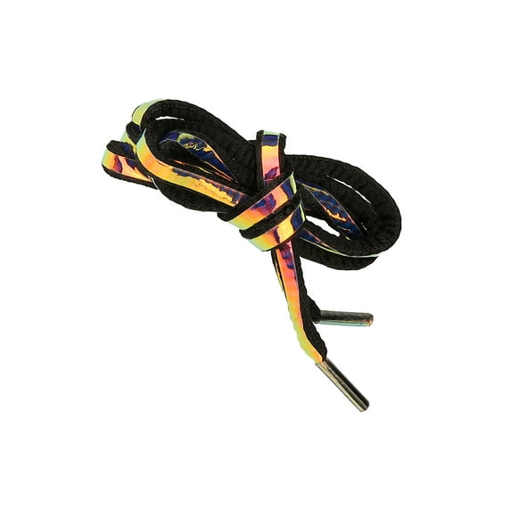 INSPIRE CHIC 2 Pairs Reflective Shoelaces Round Colorful Shoe Laces for Shoes Black Neon 120cm/47.2"