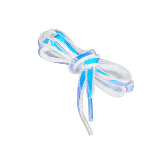 INSPIRE CHIC 2 Pairs Reflective Shoelaces Round Colorful Shoe Laces for Shoes White Neon 120cm/47.2"