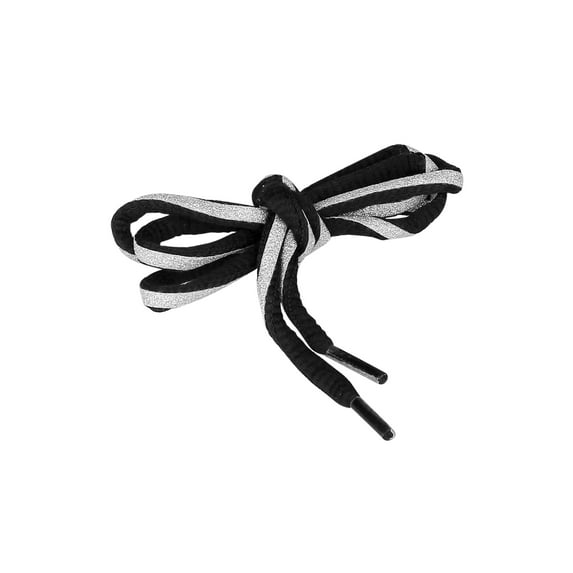 INSPIRE CHIC 2 Pairs Reflective Shoelaces Round Colorful Shoe Laces for Shoes Black Silver Glitter 100cm/39.4"