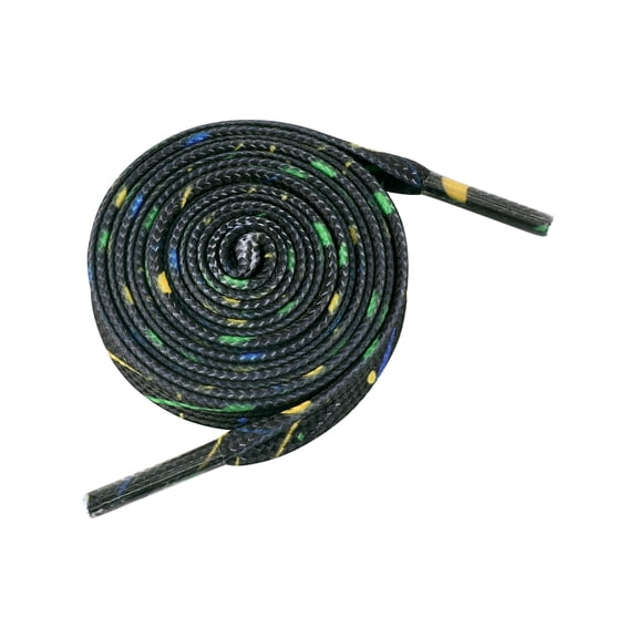 Colored Printed Flat Shoelaces Splashing Ink Shoe Laces for Sneakers 2 Pairs Black-Green Yellow Blue 120cm/47.24"