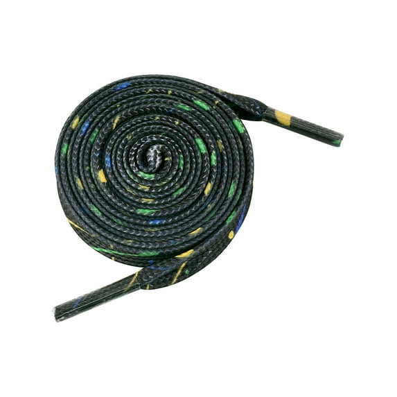 Colored Printed Flat Shoelaces Splashing Ink Shoe Laces for Sneakers 2 Pairs Black-Green Yellow Blue 120cm/47.24"