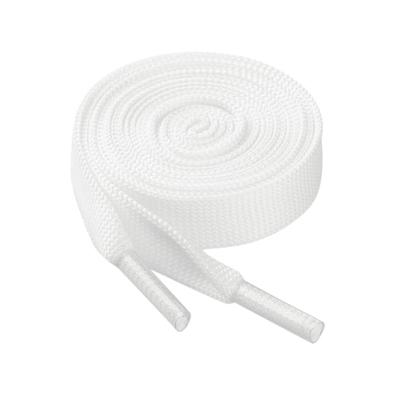 INSPIRE CHIC Flat Wide Colorful Shoelaces Shoe Laces for Sneakers 2 Pairs White 60cm/23.62"