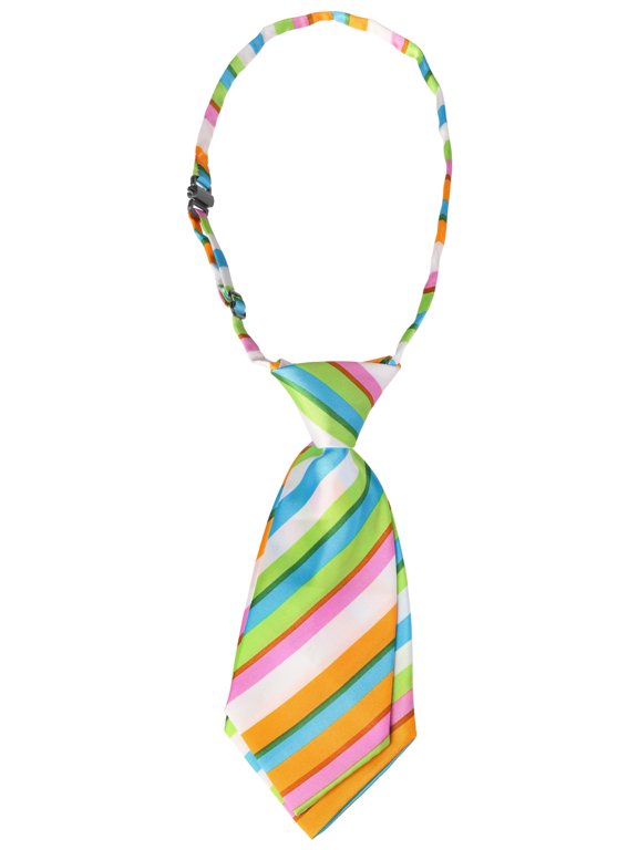 Cute Uniform Tie Pre-tied Striped Short Ties for Women's Halloween School Casual One Size Colorful